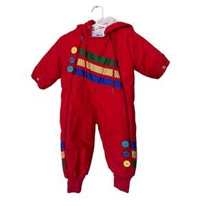 Vintage Winning Moves Cherry Red Baby Snow Suit Size 12 months Unisex Multicolor